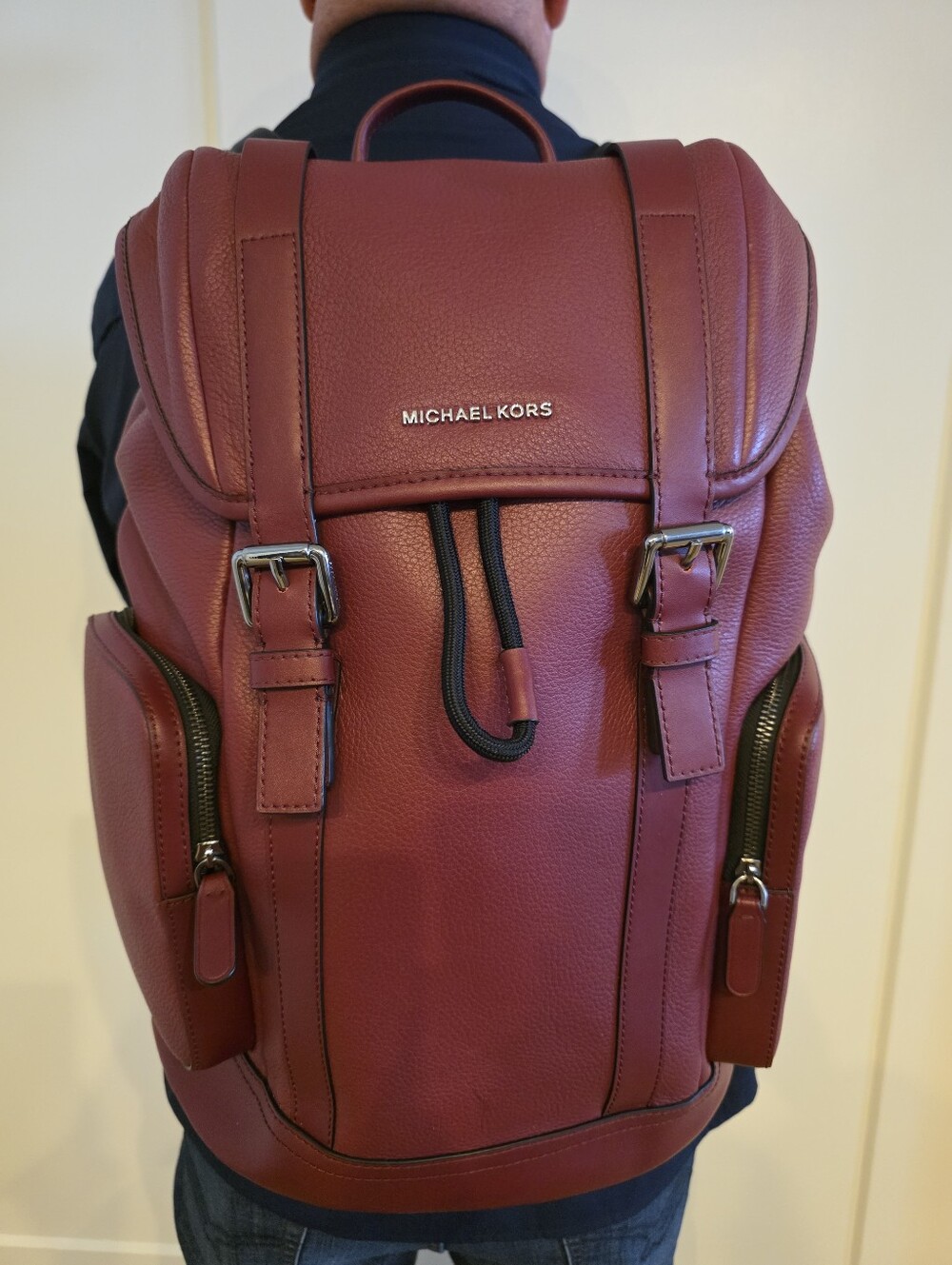 Michael Kors Cooper Pebbled Leather Backpack Men’s Burgundy 100% Leather HTF